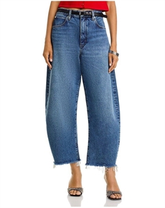 Джинсы с высокой посадкой "Bubble" укороченные и расклешенные, модель Knock Out, синий Frame