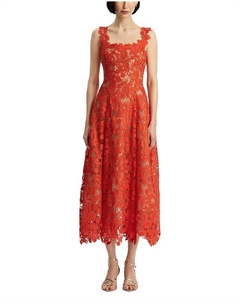 Бесплатное коктейльное платье с гипюром "Cherry", оранжевый Oscar de la renta