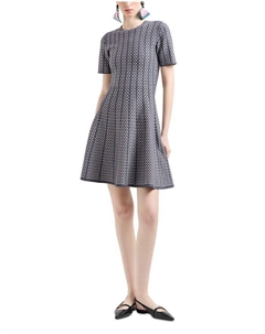 Платье трапеция из жаккардового джерси с геометрическим узором, мультиколор Emporio armani