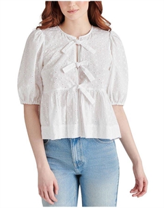 Топ Paula с кружевными вставками и завязкой спереди, белый Steve madden