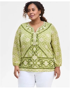 Топ с принтом и декором больших размеров, зеленый Jm collection