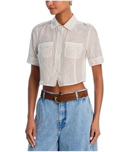 Полосатая хлопковая и шёлковая рубашка Utility, мультиколор Frame