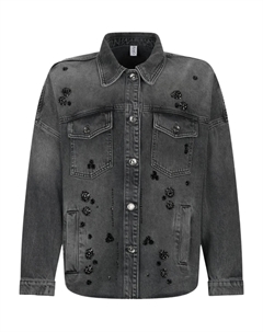 Джинсовая куртка со стразами, черный Liu jo