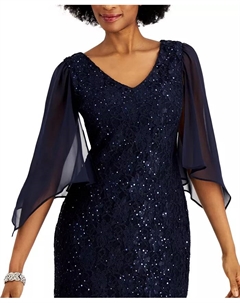 Маленькое платье с кружевом и пайетками, синий Connected