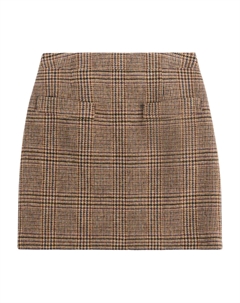 Клетчатая юбка с завышенной талией, коричневый Fay