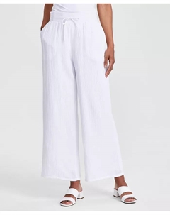 Женские широкие брюки из хлопкового газу, белый Jm collection