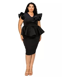 Платье с баской из неопрена Onyx больших размеров, черный L i v d