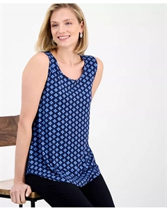 Женская майка без рукавов с круглым вырезом и принтом, синий Jm collection