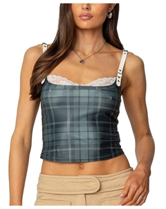 Клетчатый топ Lacey Peekaboo, зеленый Edikted