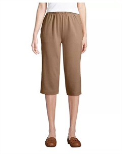Женские спортивные трикотажные капри с высокой посадкой и эластичным поясом, коричневый/бежевый Lands' end