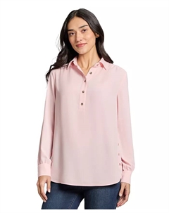 Туника с длинным рукавом, боковой застежкой на пуговицы и неровным подолом Popover, розовый Jones new york