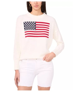Женский хлопковый свитшот с принтом флага, белый Vince camuto