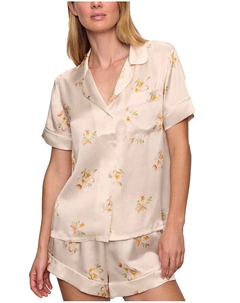 Инез Пижамный комплект из стираемого шелка с принтом, шорты, оранжевый Eberjey