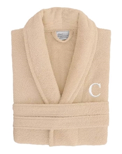 Банный халат унисекс из 100% турецкого хлопка Bookman Font, коричневый/бежевый Linum home