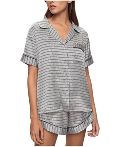 Инез Пижамный комплект из стираемого шелка с принтом, шорты, мультиколор Eberjey