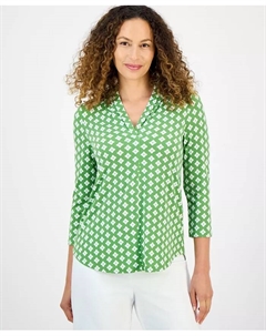 Топ с принтом и рукавом 3/4, мультиколор Jm collection