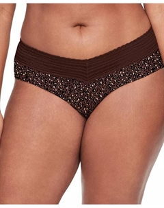 Трусики-хипстеры Warners No Pinching, No Problems Dig-Free Comfort Waist с кружевом и микрофиброй 5609J, коричневый Warner's