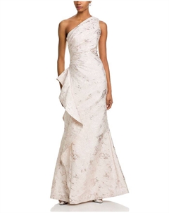 Металлическое жаккардовое платье с одним плечом, розовый Teri jon by rickie freeman