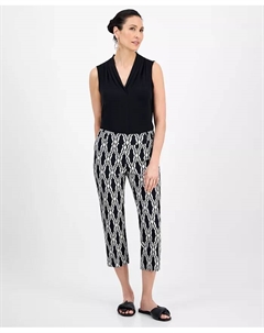 Женские капри с принтом и заклепками, черный Jm collection