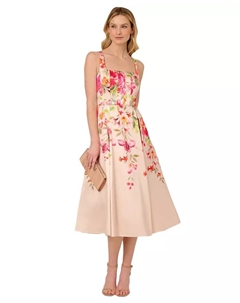 Женское миди-платье Mikado с цветочным принтом, коричневый/бежевый Adrianna papell