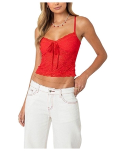 Ками-топ из шифона с кружевными вставками, красный Edikted