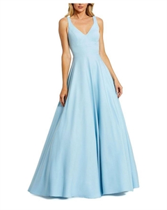 Классическое платье-баллоун без рукавов силуэта А-силуэт, синий Mac duggal