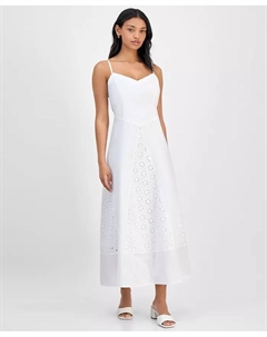 Женское макси-платье с кружевными вставками и расклешенными клиньями, белый And now this