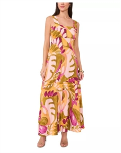 Женское бесшовное макси-платье с квадратным вырезом и сборкой на спине, коричневый Vince camuto