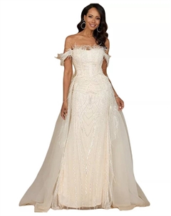 Женское платье Illusion Neck с длинными расклешенными рукавами, слоновая кость/кремовый Lara