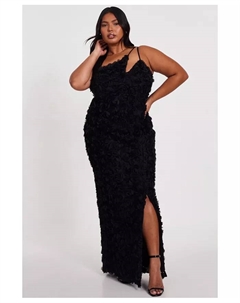 Платье макси с 3D цветочным принтом и вырезами, plus size, розовый Quiz