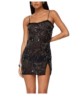 Ромей Платье-мини из шифона с бисером, черный Edikted