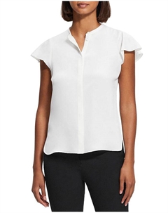 Шелковый топ с оборками на рукавах, слоновая кость/кремовый Theory