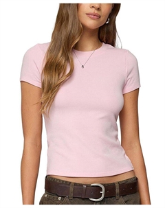 Футболка "Daphney" с рубчиком, розовый Edikted