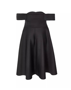 Платье-клеш Plus Size Bardot Scuba Foam, черный Quiz