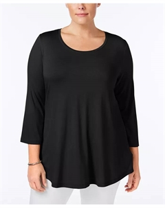 Топ с рукавом 3/4 для полных, черный Jm collection