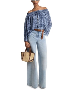 Топ с открытыми плечами в технике тай-дай, синий Michael kors