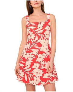 Мини-платье с квадратным вырезом и цветочным принтом, красный Vince camuto
