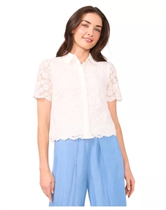 Женская кружевная рубашка с коротким рукавом, слоновая кость/кремовый Cece