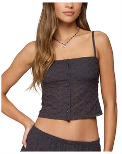 Шая Топ с пуговицами и ажурными вставками, серый Edikted