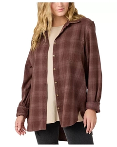 Юношеская хлопковая рубашка Travys с клетчатым принтом и асимметричным подолом, коричневый O`neill