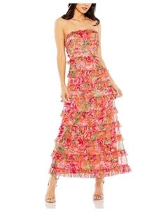 Мини-платье без бретелек с рюшами, оранжевый Mac duggal