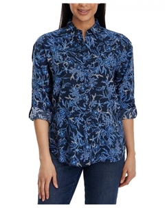 Женская оверсайз рубашка Amanda с цветочным принтом, синий Gloria vanderbilt