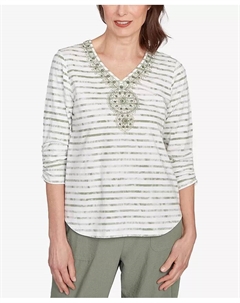 Женский топ с фактурным медальоном на вырезе Copper Canyon, слоновая кость/кремовый Alfred dunner