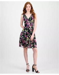 Женское платье-футляр из шифона с цветочным принтом и ярусной отделкой, фиолетовый Connected