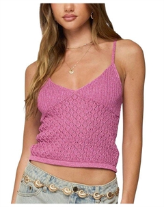 Франки Sparkly Текстурный Вязаный Топ, розовый Edikted