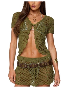 Майка с разрезом спереди и вязаным узором Mabelle, зеленый Edikted