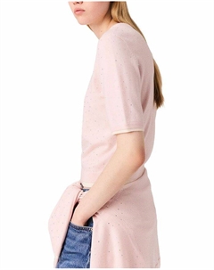 Шерстяной джемпер с коротким рукавом, розовый Maje