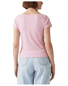 Женский топ из хлопка Sweetie с V-образным вырезом и ажурной вязкой, розовый Levi's®