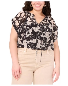 Блузка-крестьянка принтованная Plus Size, серый Vince camuto