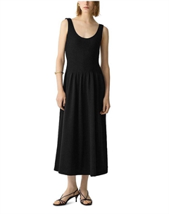 Миди-платье из фактурной хлопковой смеси, черный Theory